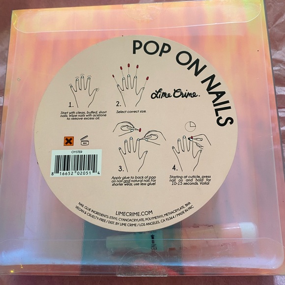 Lime Crime Chromatic Pop-On Nails in “Oyster” (Iridescent Opal) BNIB - Picture 3 of 4